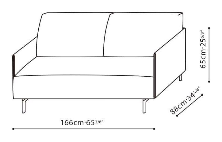 East-West Sofa by Camerich, size drawing: C01H0102