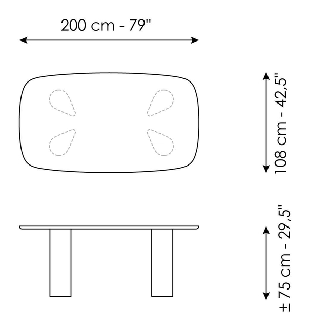 Geometric Dining Table by Bonaldo, size drawing 1