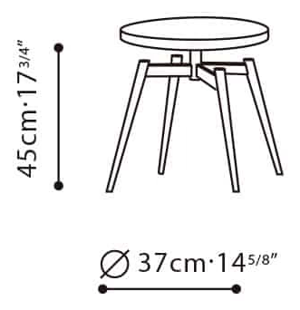 Ballet Chair (Swivel) by Camerich, size drawing: C02F0307