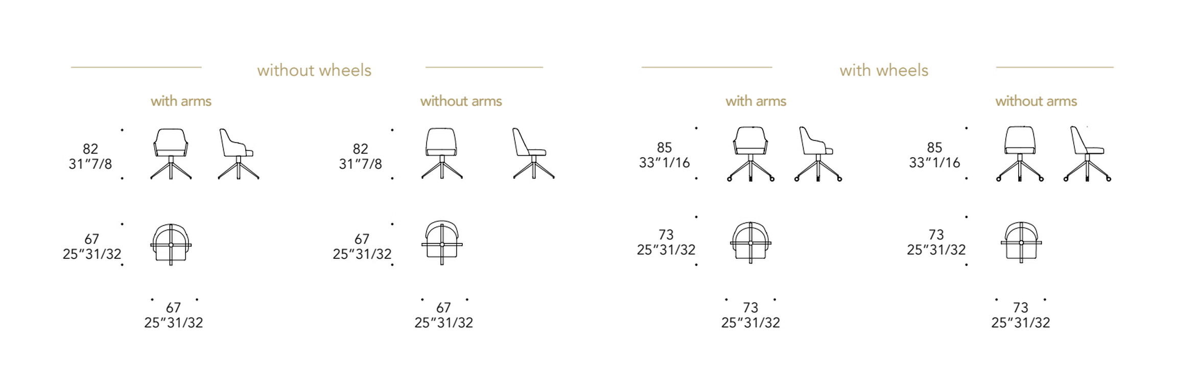 Comfort Office Chair by Reflex, size drawing