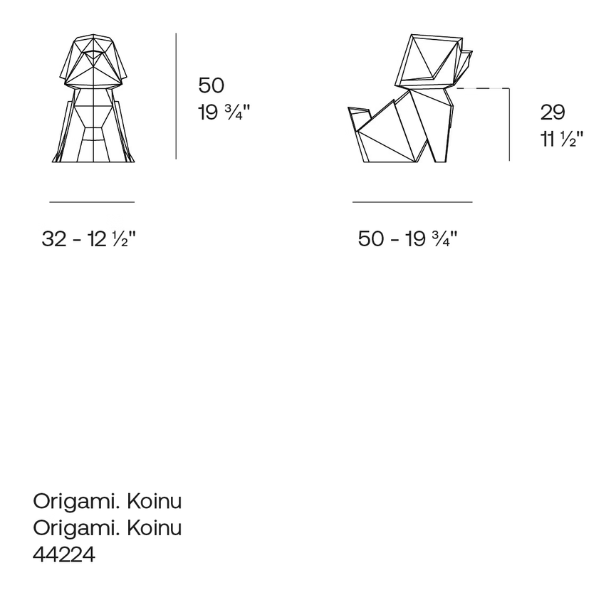 Inu Dog Sculpture by Vondom, size drawing