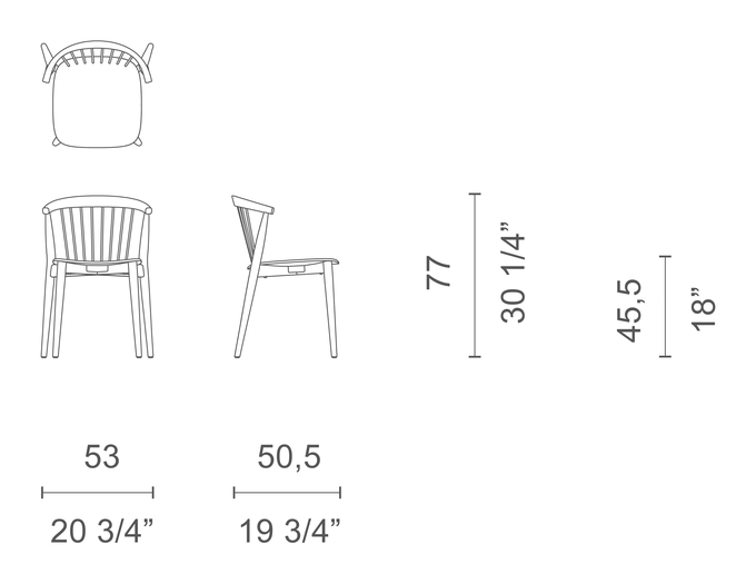 Newood Chair by Cappellini, size drawing: NW_1