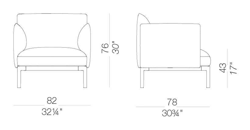 Add Lounge ad170 Armchair by LaPalma, size drawing