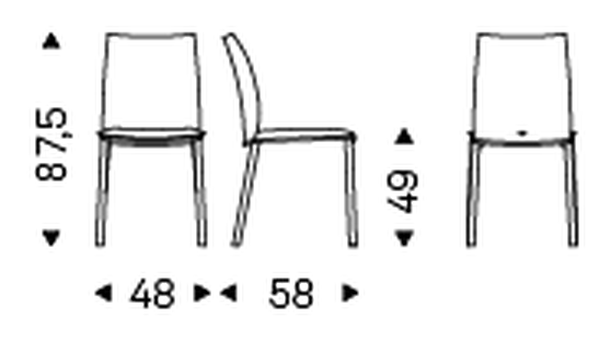 Rita Upholstered Chair by Cattelan Italia, size drawing