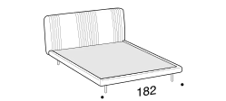 Chloé Luxury Bed by Ditre Italia, size drawing: Double size bed for 180x200 cm mattress