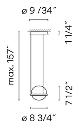 Palma Lighting Collection by Vibia, size drawing: Model 3720