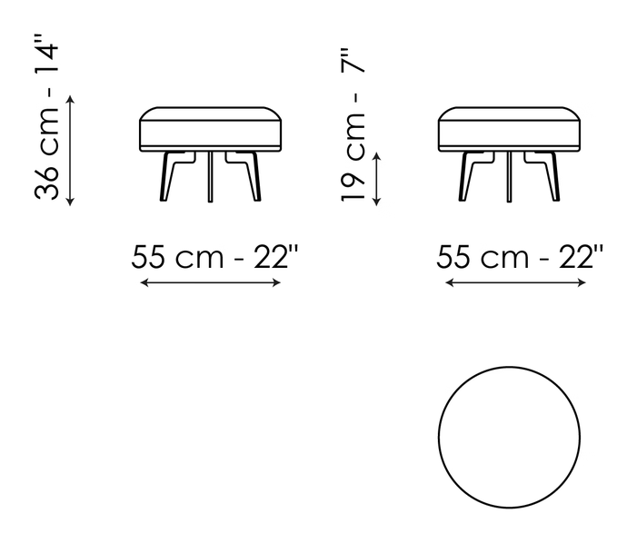 Lovy Ottoman by Bonaldo, size drawing: Lovy pouf Ø55