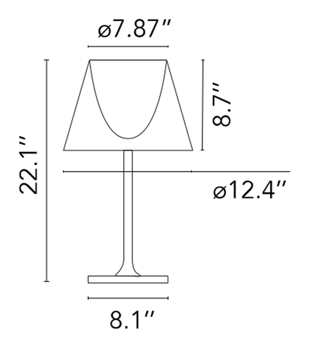 KTribe Table Lamp by Flos, size drawing: KTribe Table 1 Glass