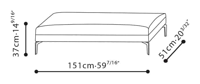 Alison Plus Bed by Camerich, size drawing: C03J0232