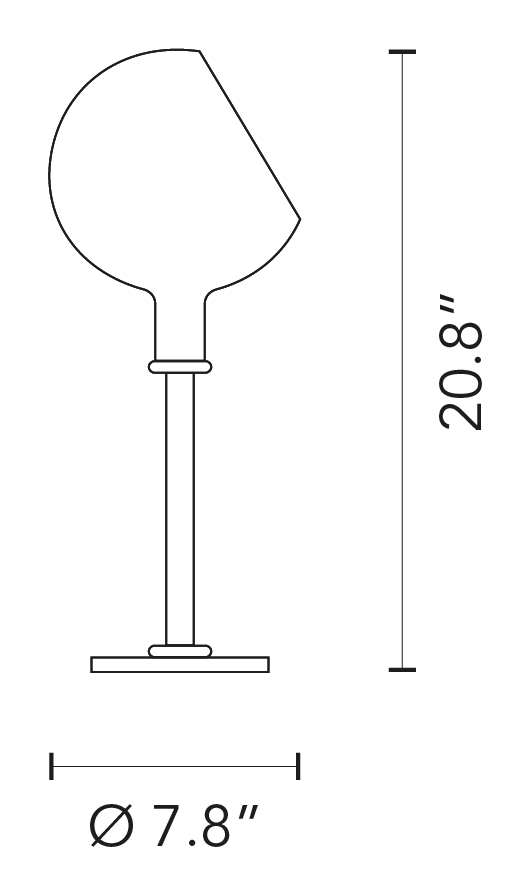 Parola Table Lamp by Fontana Arte, size drawing
