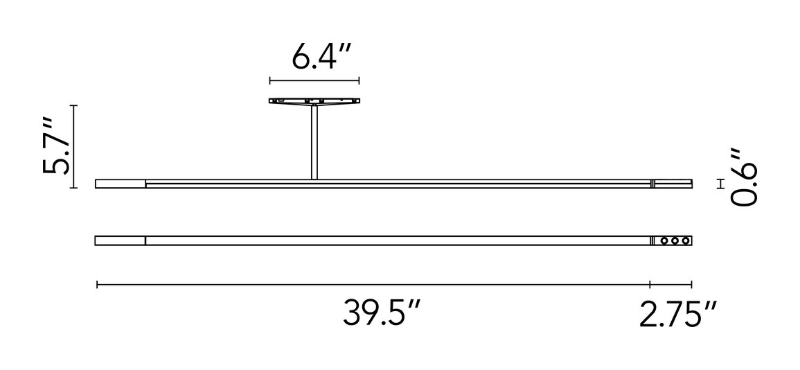 Magic Stick Asymmetric Track Module by Flos, size drawing: Magic Stick 145 Asymmetric