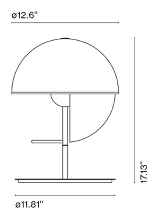 Theia Table Lamp by Marset, size drawing