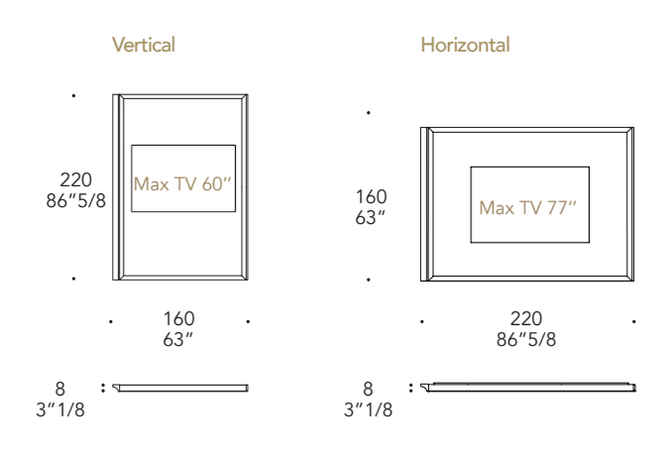 Movie TV Mirror by Reflex, size drawing
