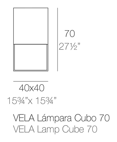 Vela Lamp by Vondom, size drawing