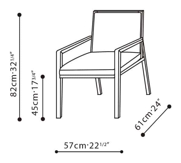 Flora Chair by Camerich, size drawing: C0220012