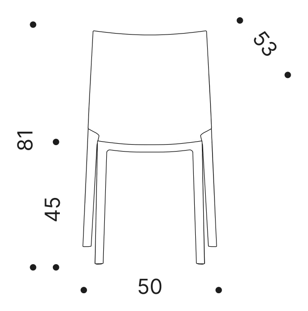Bo Chair by Driade, size drawing