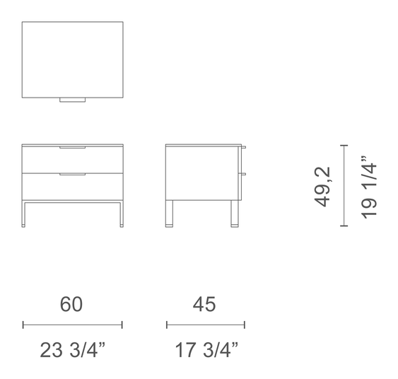 Brest Cabinet by Cappellini, size drawing: B2CS5Q / B2CS5QB