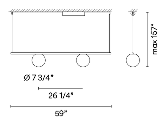 Circus Solo Ceiling and Pendant Lamps by Vibia, size drawing: Model 0193