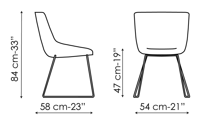 Artika Chair by Bonaldo, size drawing: Artika si