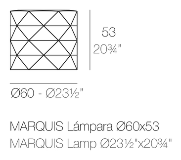 Marquis Lamp by Vondom, size drawing