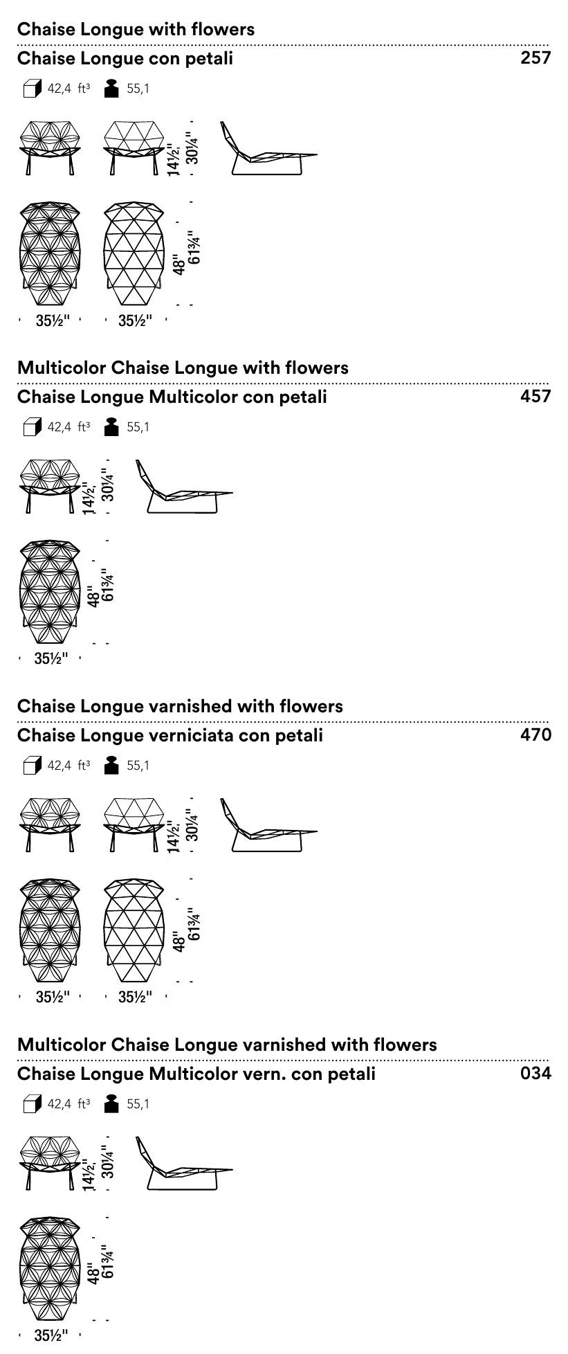 Antibodi Chaise Lounge by Moroso, size drawing