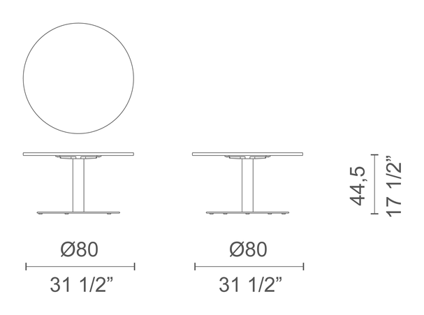 Break Lido Table by Cappellini, size drawing: BEO2B