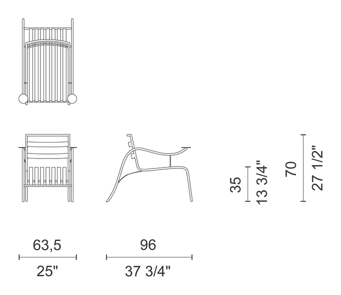 Thinking Man's Chair by Cappellini, size drawing: TM_1