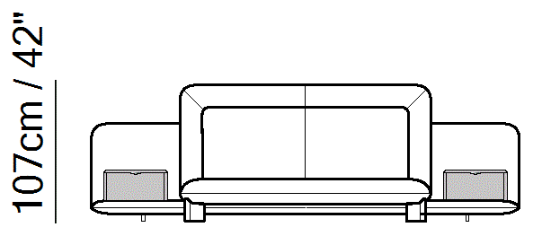 Flow Bed by Natuzzi Italia: Bed with tilt and lift mechanism 160X200 with boiserie, outline drawing with sizes