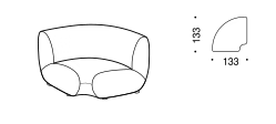 Pacific Sofa by Ditre Italia, size drawing: Maxi round corner
