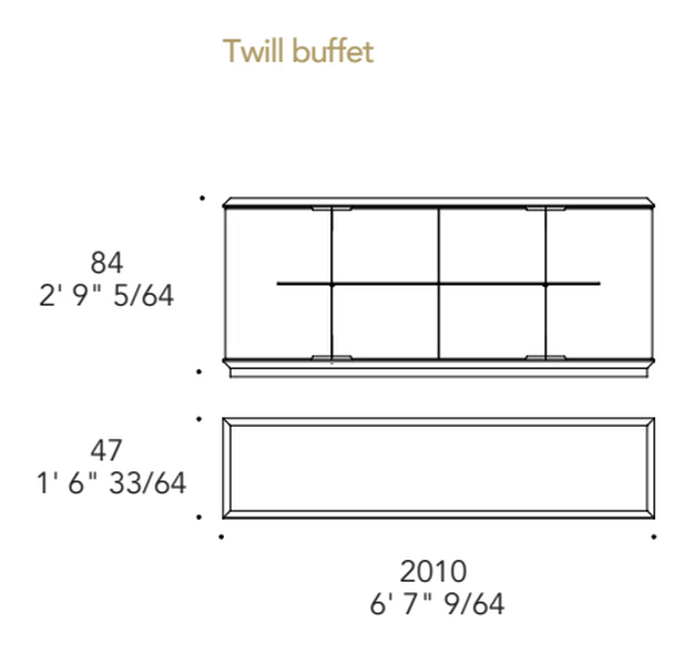 Twill Buffet Sideboard by Reflex, size drawing