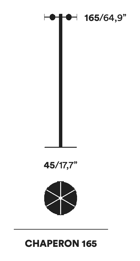 Chaperon Coat Stand by Opinion Ciatti, size drawing: CHAPERON 165