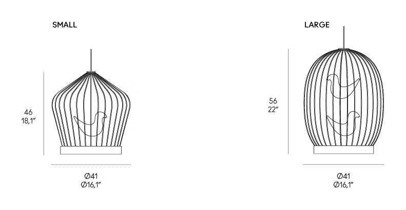 Twee T. Pendant Lamp by Casamania, size drawing