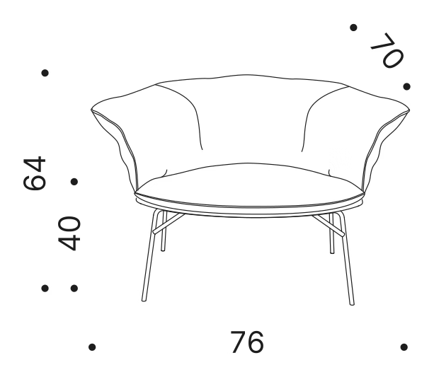 Moon Armchair by Driade, size drawing