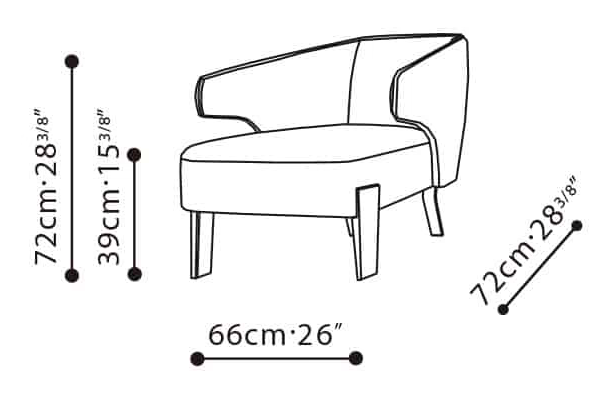 Embrace Chair by Camerich, size drawing: C02D0601