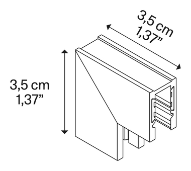 DoubleZero7 Surface Lighting System by Lodes, size drawing: Internal Corner
