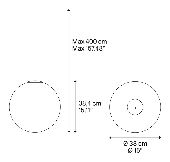 Non Random Pendant Lamp by Lodes, size drawing: Non Random 38