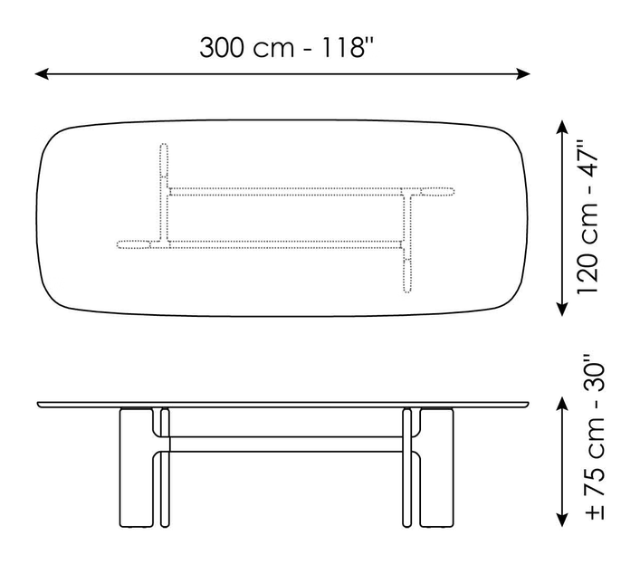 Hippos Dining Table by Bonaldo, size drawing 5