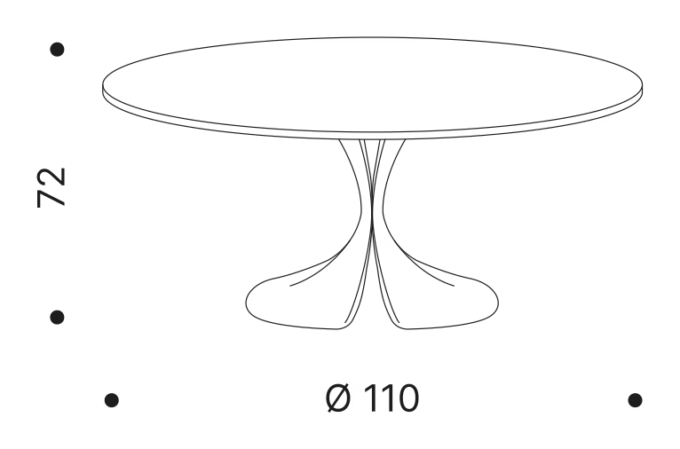 Didymos Dining Table by Driade, size drawing