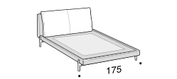 Kim Bed by Ditre Italia, size drawing: Double size bed for 160x200 cm mattress
