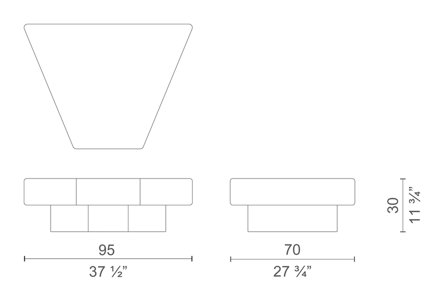 Lud'o System Side Table by Cappellini, size drawing: LU1