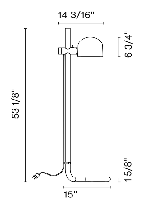 Lauro Floor Lamp by Marset, size drawing