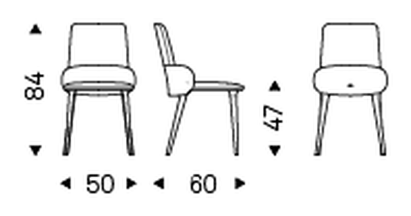Ginger Kitchen Chair by Cattelan Italia, size drawing