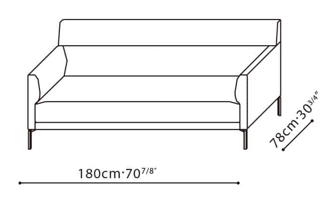 Amor-30 Sofa by Camerich, size drawing: C01F0102