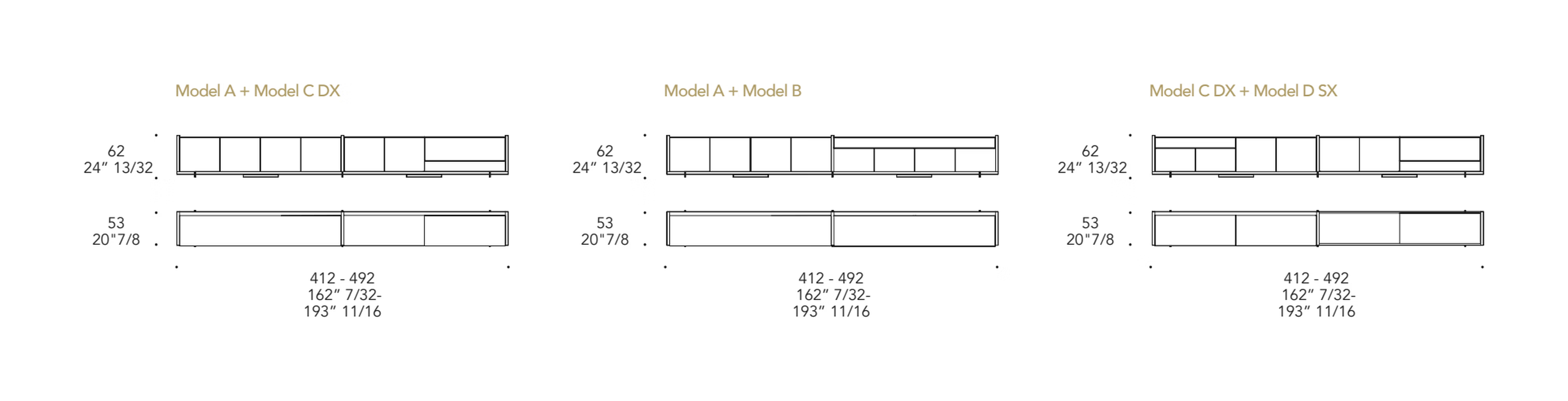 Uro Sistema Sideboard by Reflex, size drawing 2