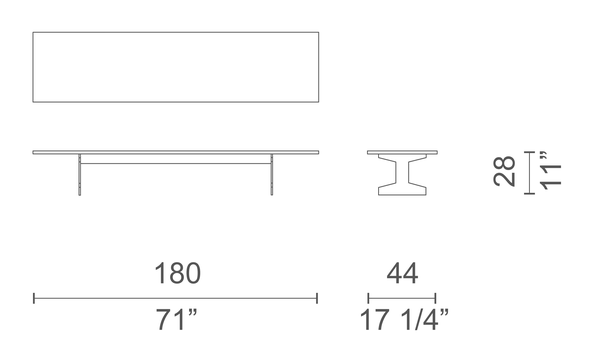 Simplon Table by Cappellini, size drawing: S8_P1