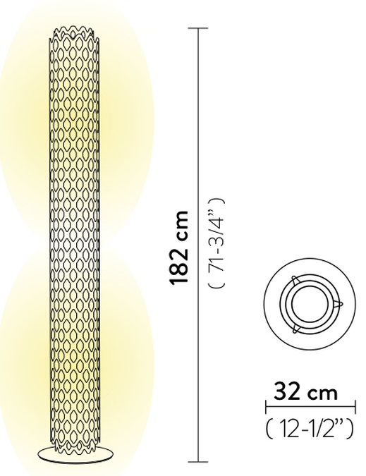 Charlotte Floor Lamp by Slamp, size drawing