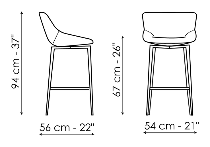 Artika Too Stool by Bonaldo, size drawing: Artika too H 67
