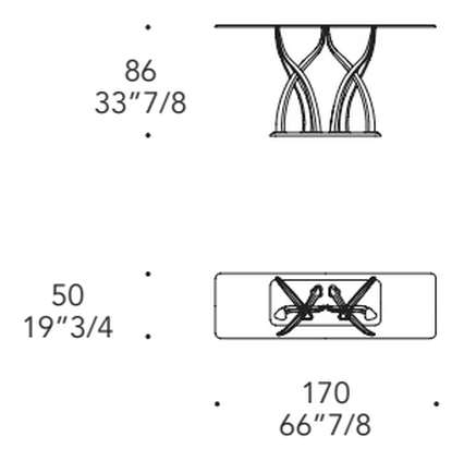 Flambé Royale Console by Reflex, size drawing