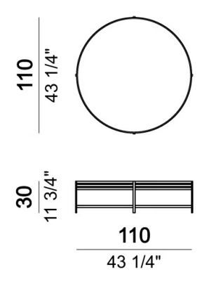 Ula Coffee Table by Arketipo, size drawing 2
