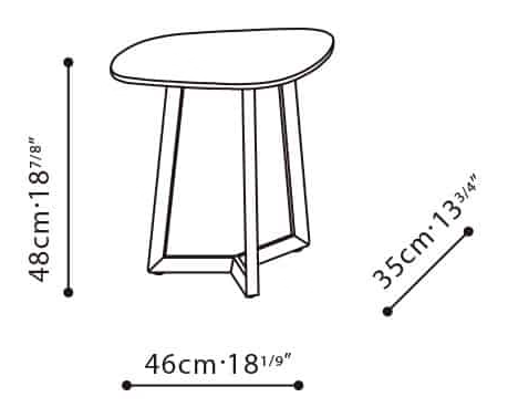 Teri Side Table by Camerich, size drawing: C06F0402